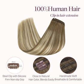 GOO GOO seven-piece clip-in set ready for quick volume and length.