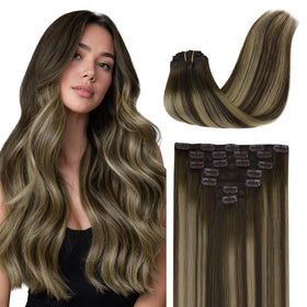 GOO GOO clip-in extensions in real human hair add effortless daily volume and natural shine