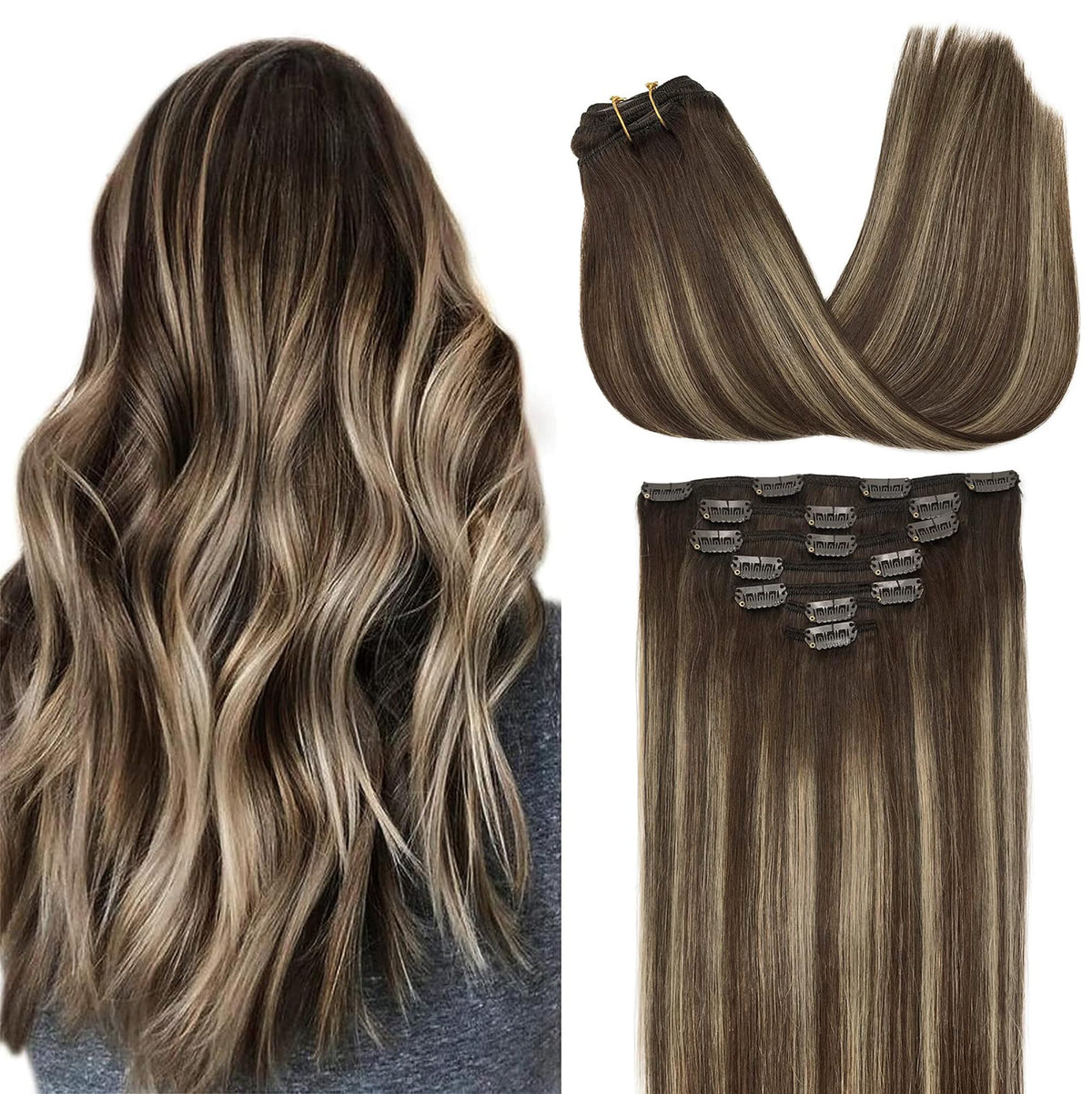GOO GOO real human hair clip-in extensions for natural-looking length