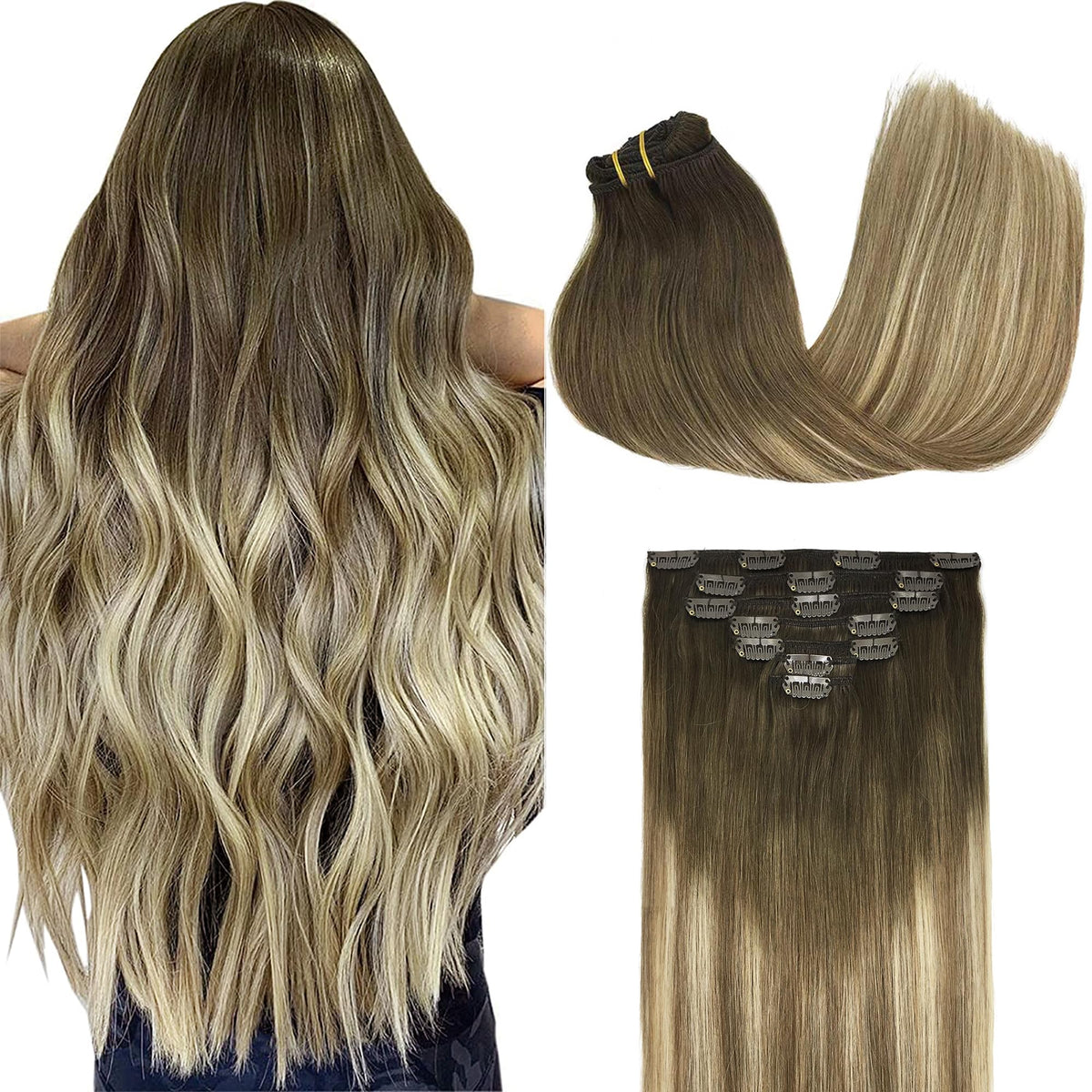 GOO GOO clip-in hair extensions blend naturally for a voluminous look