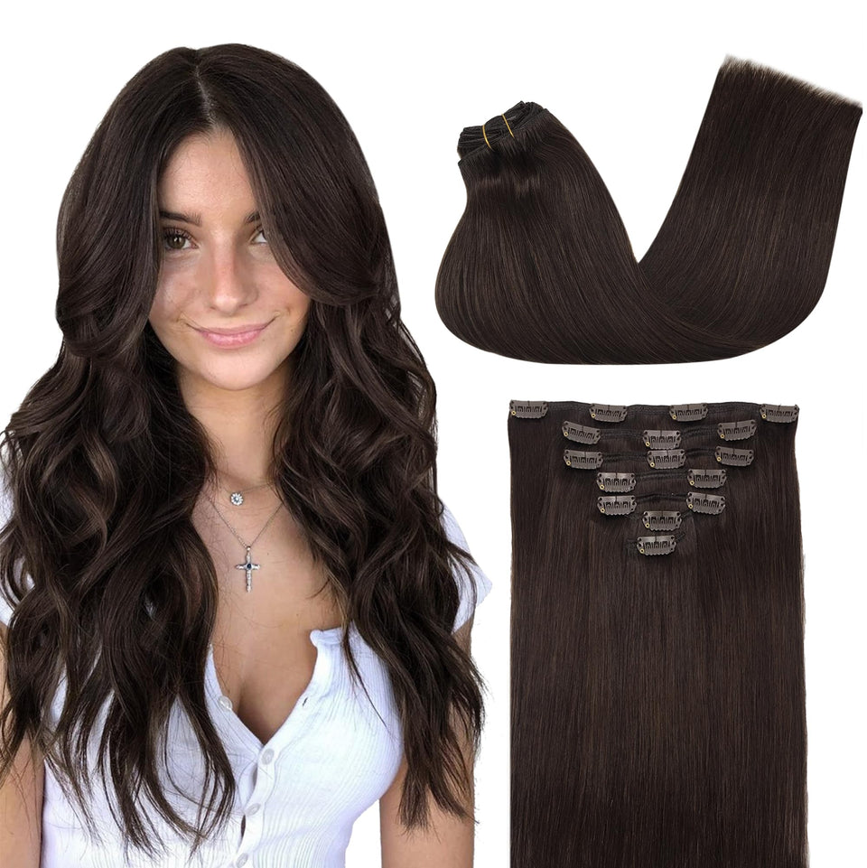 GOO GOO clip-in extensions real human hair blend for natural daily styling