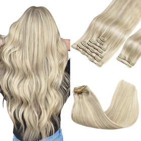 GOO GOO clip-in hair extensions provide seamless attachment.