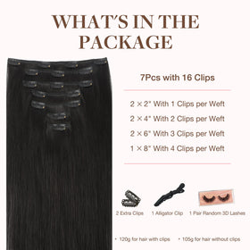 GOO GOO clip-in extensions with silicone-backed clips for secure, comfortable application.