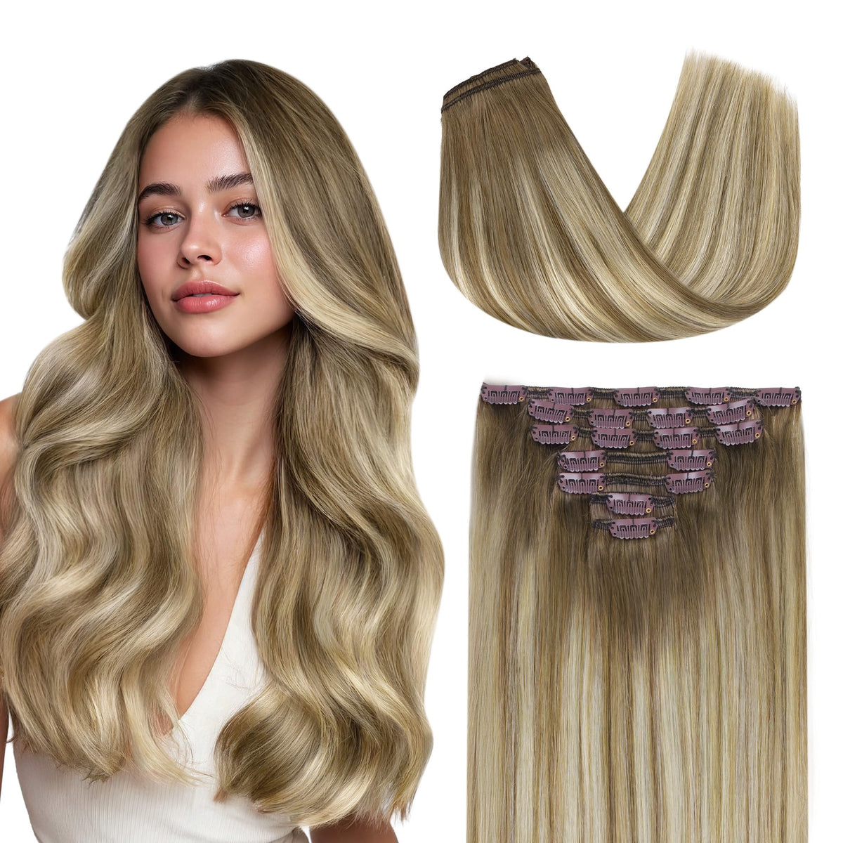 GOO GOO clip-in extensions for seamless blend and easy wear