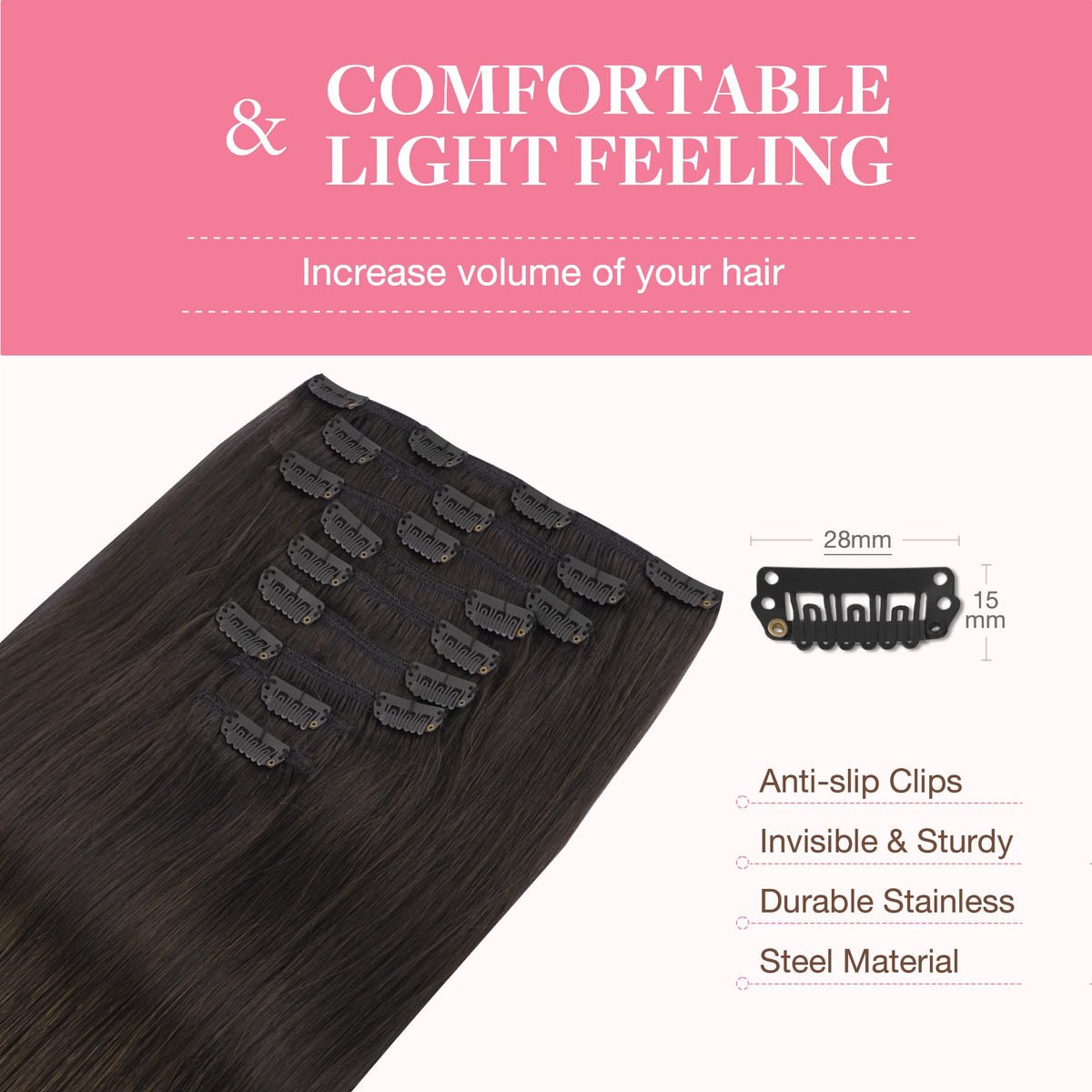 GOO GOO easy-to-apply clip-in extensions for daily or special occasions