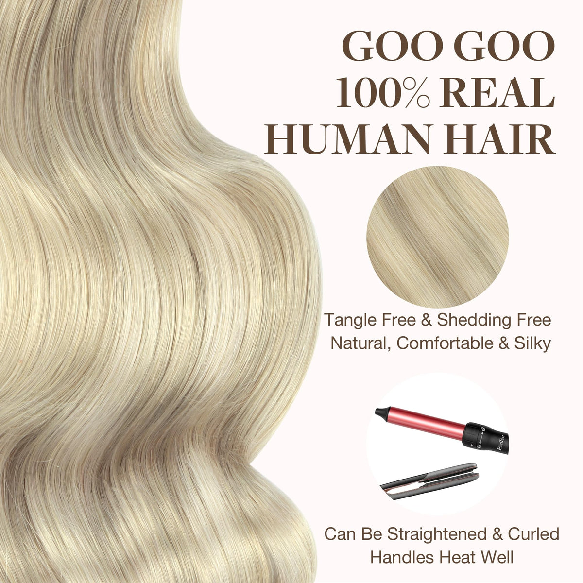 GOO GOO silk-straight texture with proper care for a smooth finish.