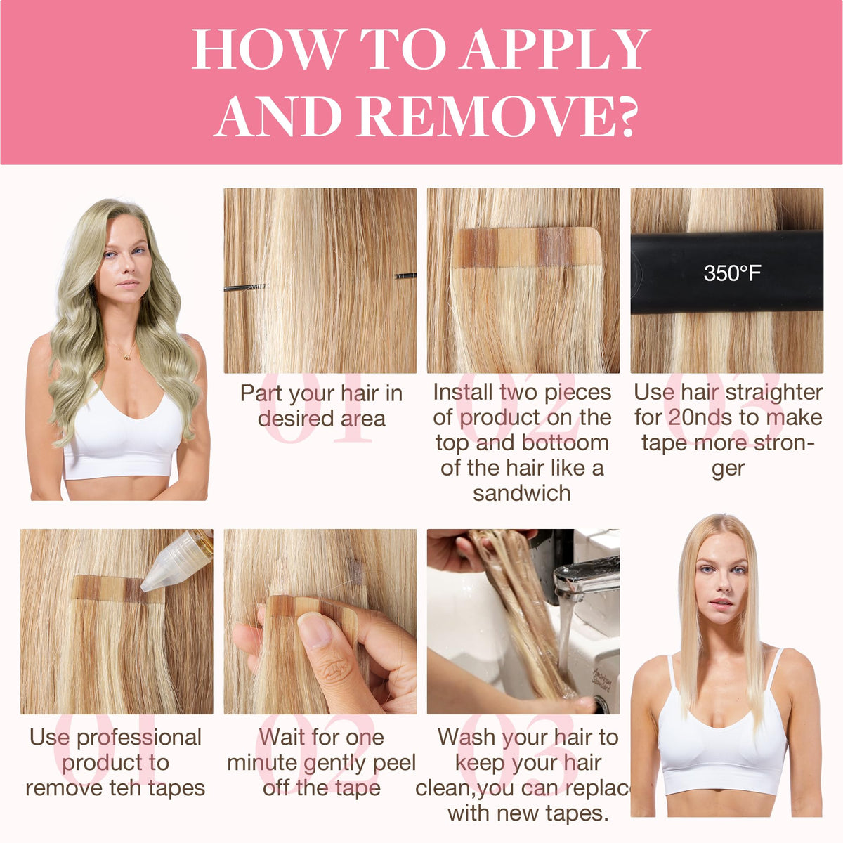 GOO GOO seamless application tape-in extensions for quick wear