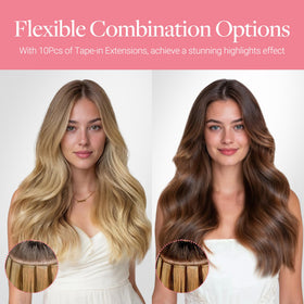 GOO GOO Invisible seam hair extensions jet black, undetectable finish.