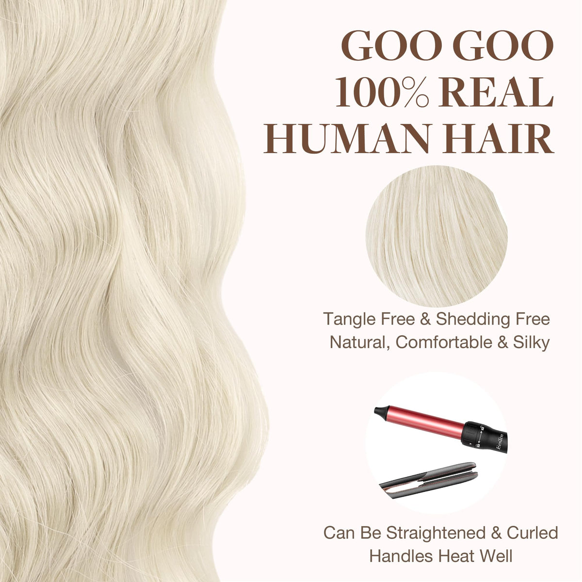 GOO GOO platinum blonde shade offering versatile styling options.