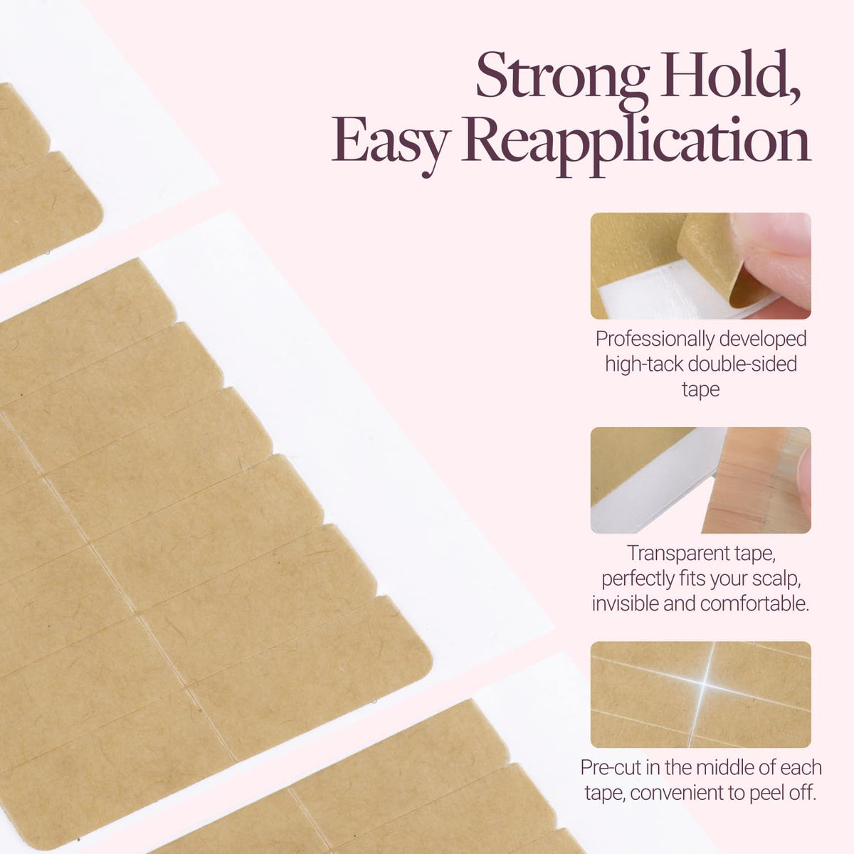 GOO GOO pre-cut tape tabs ready for discreet, secure extension reattachment.