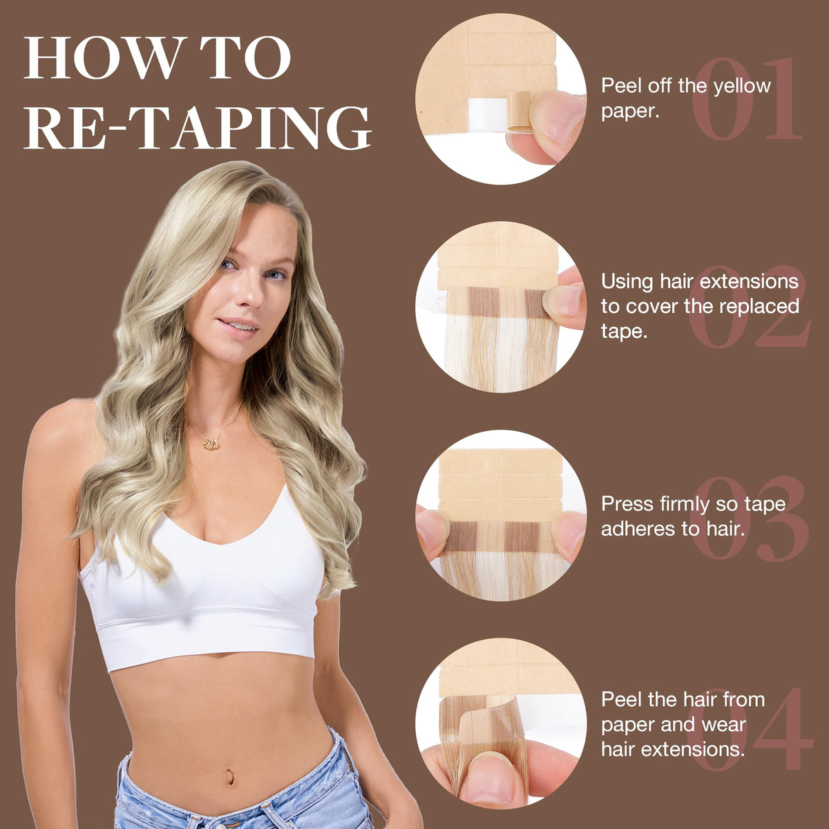 GOO GOO Remy hair extensions in 18-inch length offer natural length and style.
