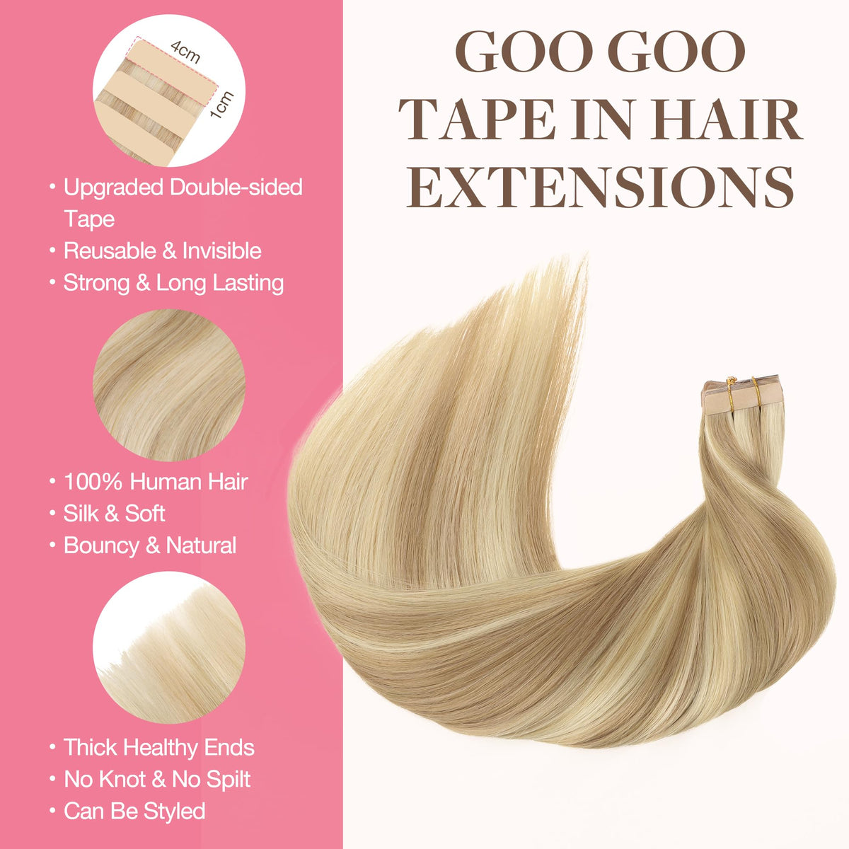 GOO GOO Remy hair texture creates smooth, tangle-free extensions for everyday wear