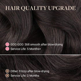 GOO GOO skin weft extensions deliver a flat, invisible attachment.