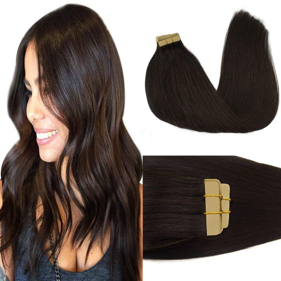 GOO GOO tape-in extensions in dark brown 24 inch for natural fullness