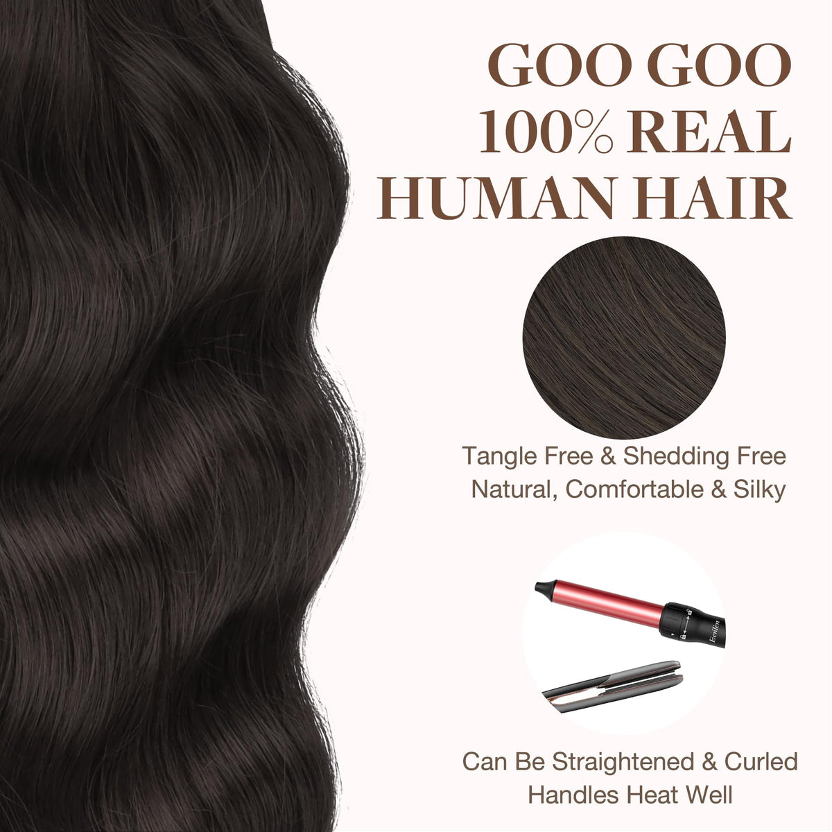 GOO GOO before-and-after visual showcasing natural transformation with tape-in extensions