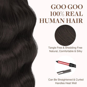 GOO GOO before-and-after visual showcasing natural transformation with tape-in extensions