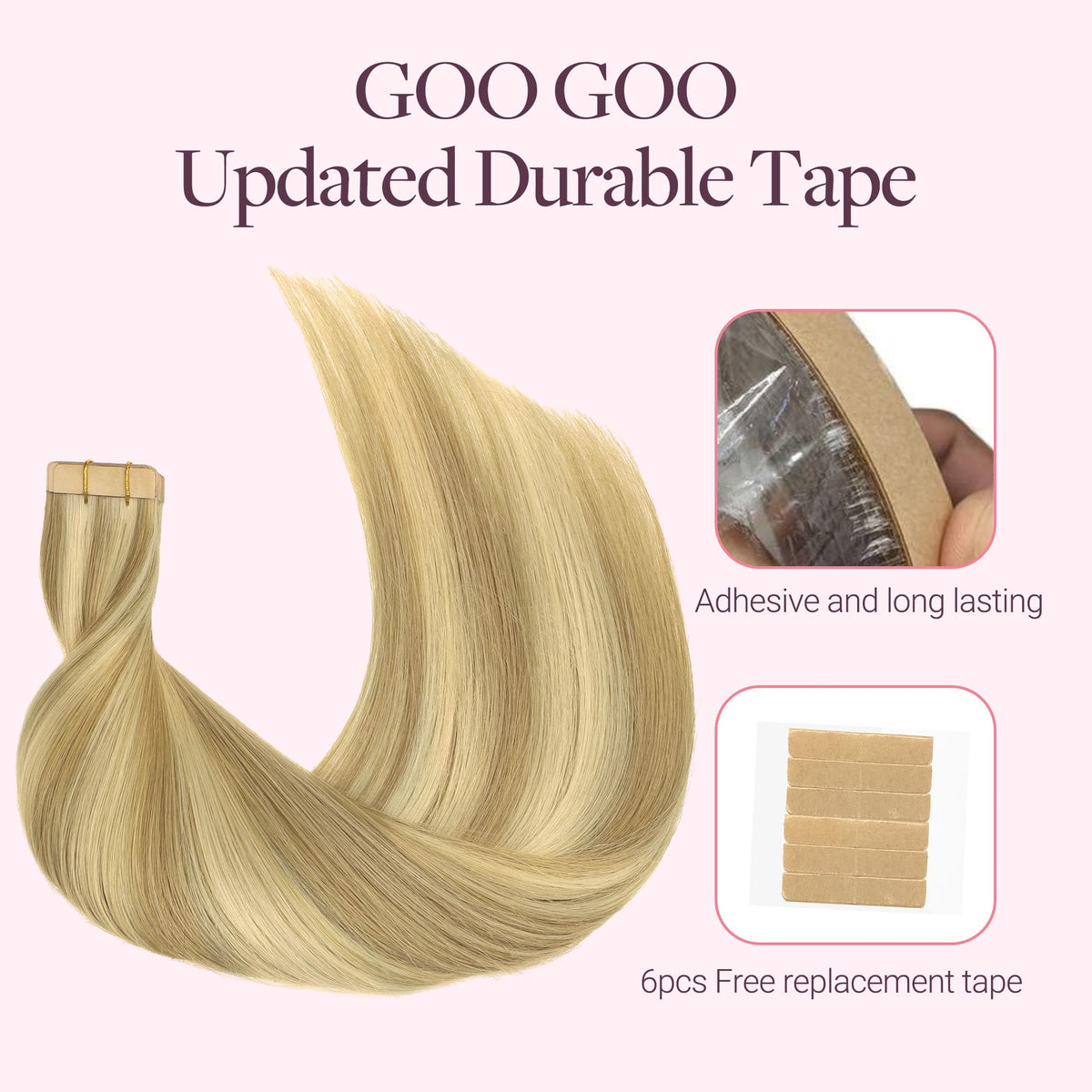 GOO GOO easy-application tape demonstrates quick, secure fitting with gentle removal.