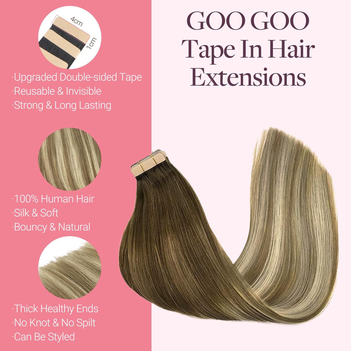 GOO GOO invisible seam tape for a discreet attachment.