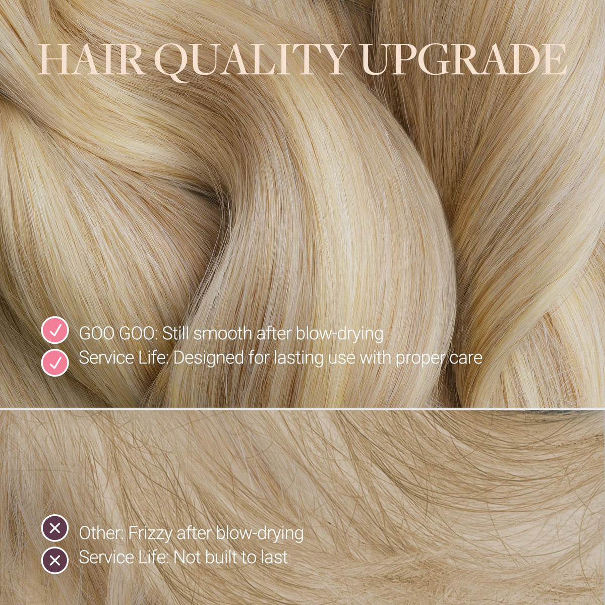GOO GOO Tape in Hair Extensions invisible tape detail highlighting secure, comfortable wear.