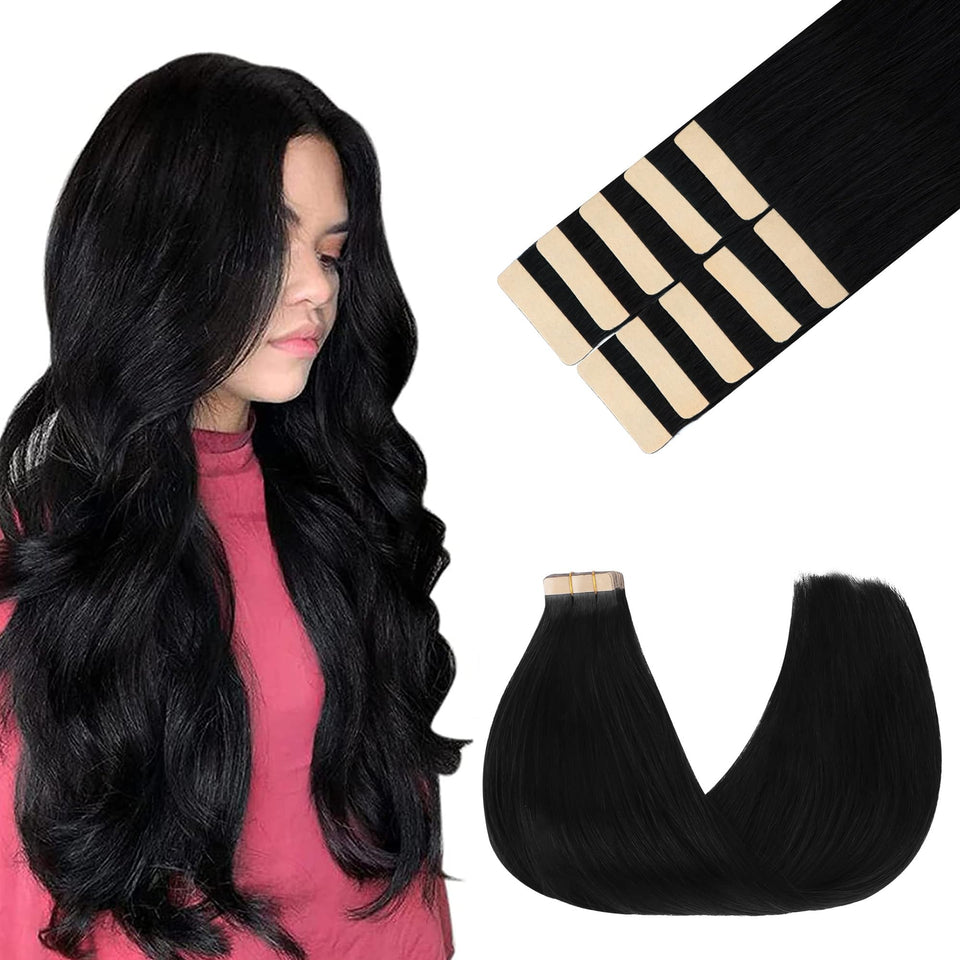 GOO GOO jet black tape-in extensions 22in 10pc pack for seamless length