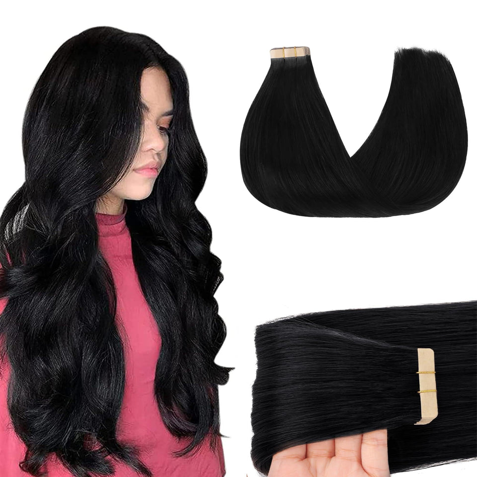 GOO GOO jet black 24inch tape-in extensions for natural length and volume