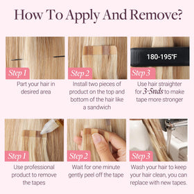 GOO GOO tape-in extensions model demonstrating seamless ends.