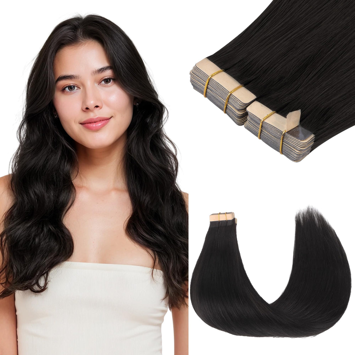GOO GOO Tape-In Extensions packaging showcases premium Remy hair quality