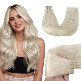 GOO GOO platinum blonde 18 inch skin-weft for a seamless blend