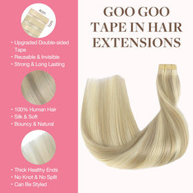GOO GOO platinum highlights tape-in extensions add icy dimension