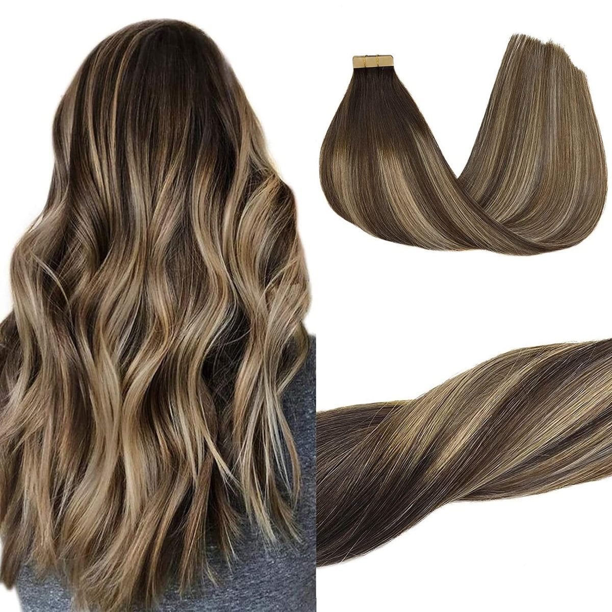 GOO GOO tape-in extensions with Remy hair for natural 18 inch blend