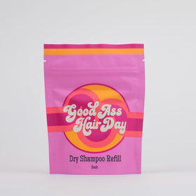 Good Ass Hair Day Dry Shampoo Refill Dark pack shot showing eco-friendly packaging and refill concept