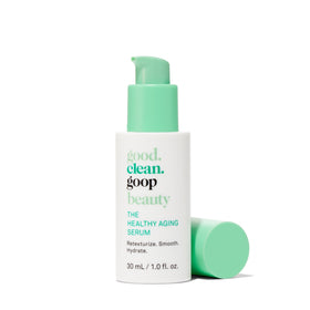 Good Clean Goop Beauty Healthy Aging Serum bottle close-up for premium anti-aging care.