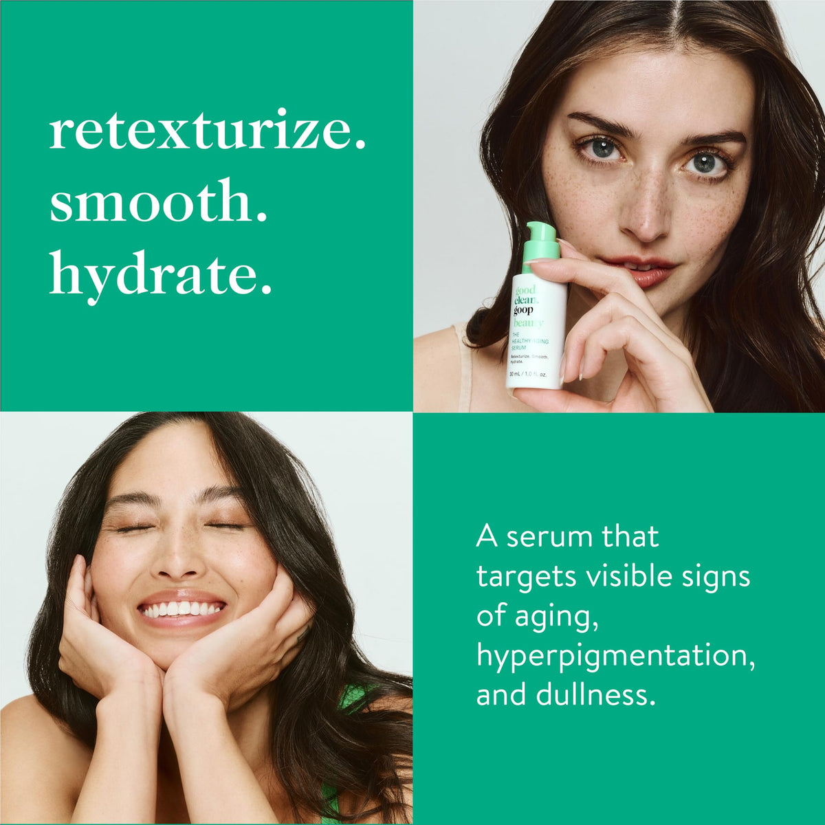 Good Clean Goop Beauty Healthy Aging Serum pump-dispense highlights easy daily application.