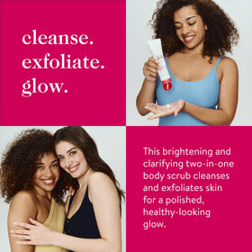 Good Clean Goop body exfoliating scrub pour close-up shows creamy, hydrating texture.