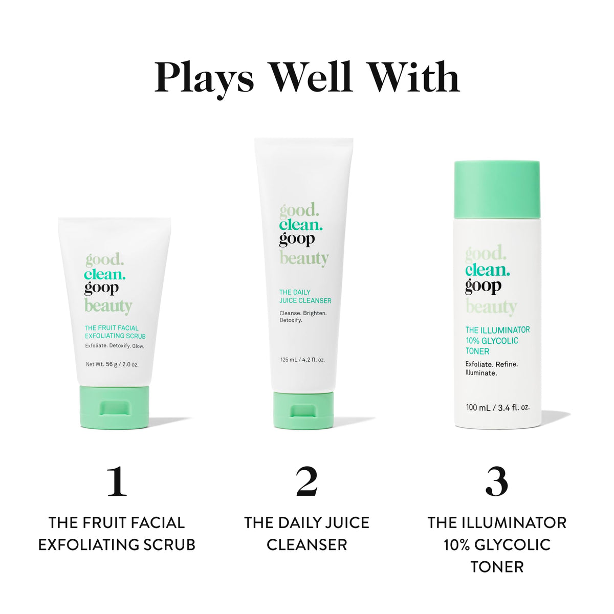 Model with Good Clean Goop moisturizer reveals smooth, radiant skin.