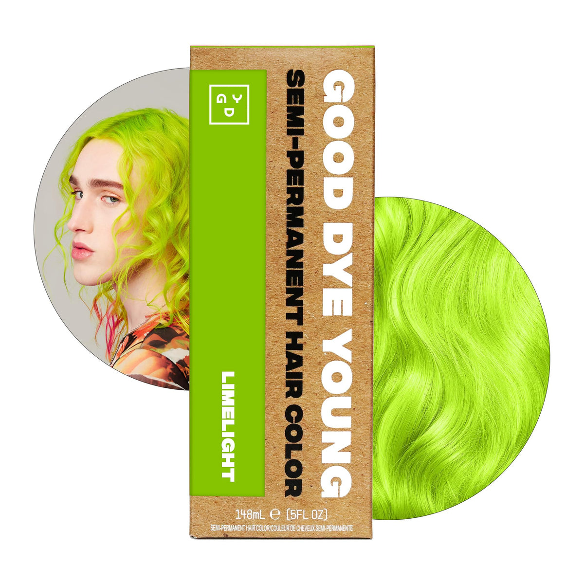Good Dye Young Limelight bottle front showcases vibrant, long-lasting color for bold looks.