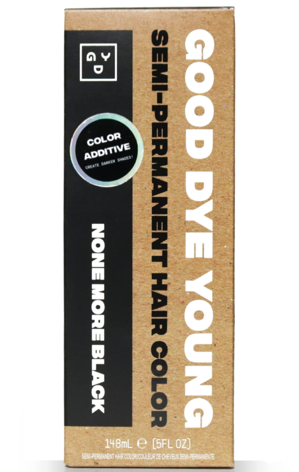 Good Dye Young None More Black bottle pour for deepening color with violet undertone.