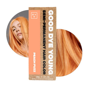 Good Dye Young peach fuzz dye bottle, conditioning color for vibrant, fade-friendly results.