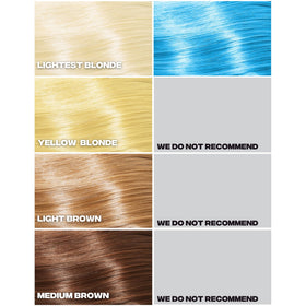 Good Dye Young Sky High Blue hair color swatch on light blonde hair, vibrant fade-friendly tone