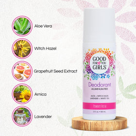 Good For You Girls deodorant roll-on glides smoothly for everyday use.