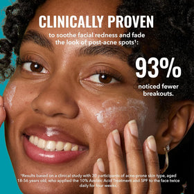 Good Molecules azelaic acid treatment pack label close-up, fragrance-free formula