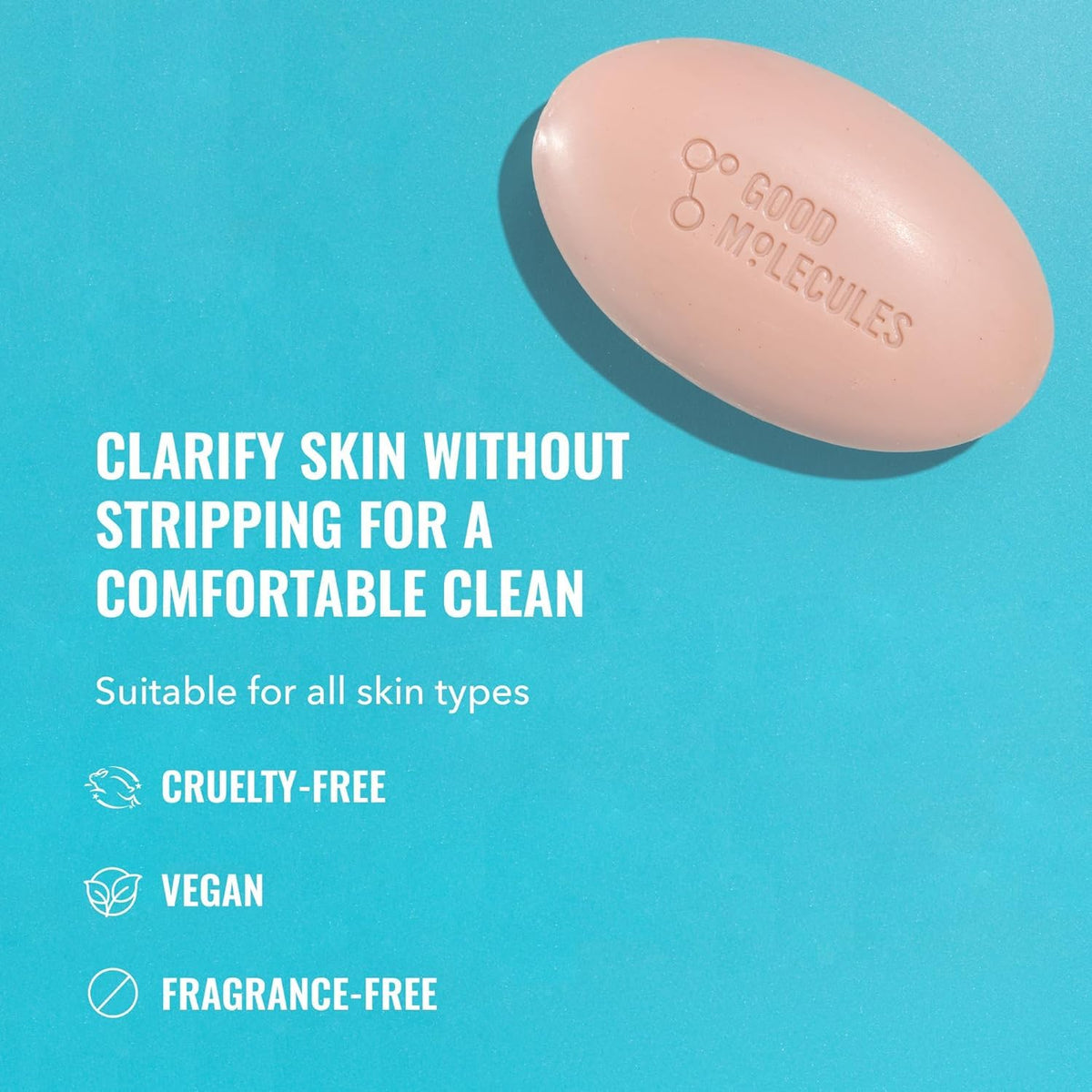 Good Molecules Clarify Bar wet-lather close-up with creamy foam for gentle cleansing