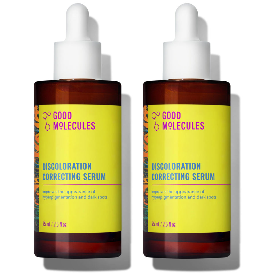 Good Molecules Discoloration Correcting Serum Pack 2 bottle front for even complexion