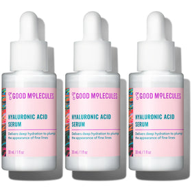 Good Molecules Hyaluronic Acid Serum Pack 3 bottle front showing lightweight hydration for radiant skin