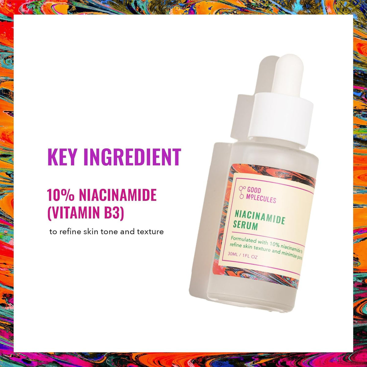 Good Molecules Niacinamide Serum Pack 3 dropper top enables precise application.