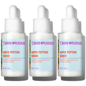 Good Molecules Super Peptide Serum Pack 3 bottle front view highlighting hydration benefits.