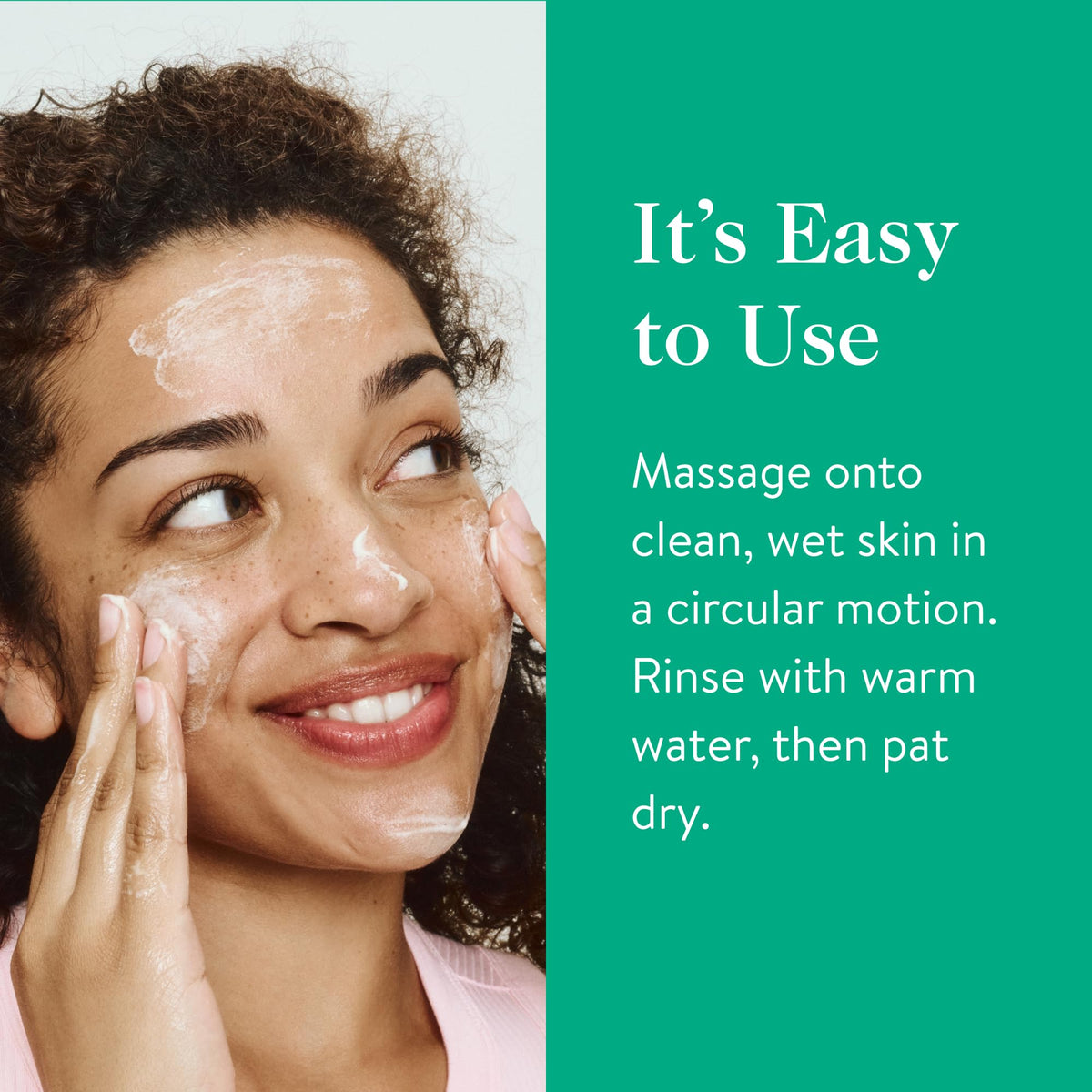 Creamy formula spreading smoothly on the face with Good Clean Goop.