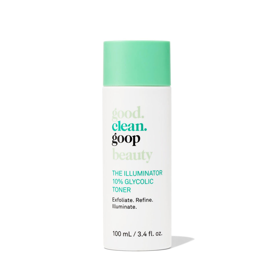 good.clean.goop The Illuminator toner bottle for smoother texture and even tone.