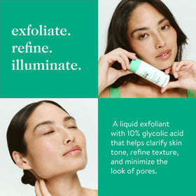 good.clean.goop The Illuminator toner on a cotton pad for gentle exfoliation.