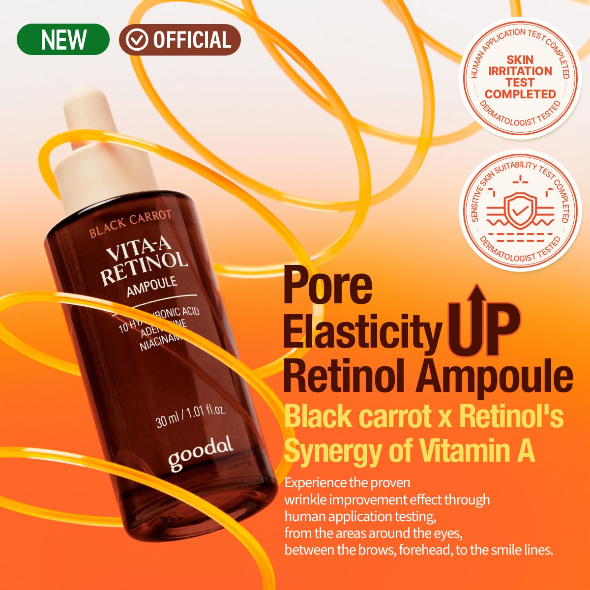 GOODAL Black Carrot Vita-A Ampoule dropper delivering precise nightly application.